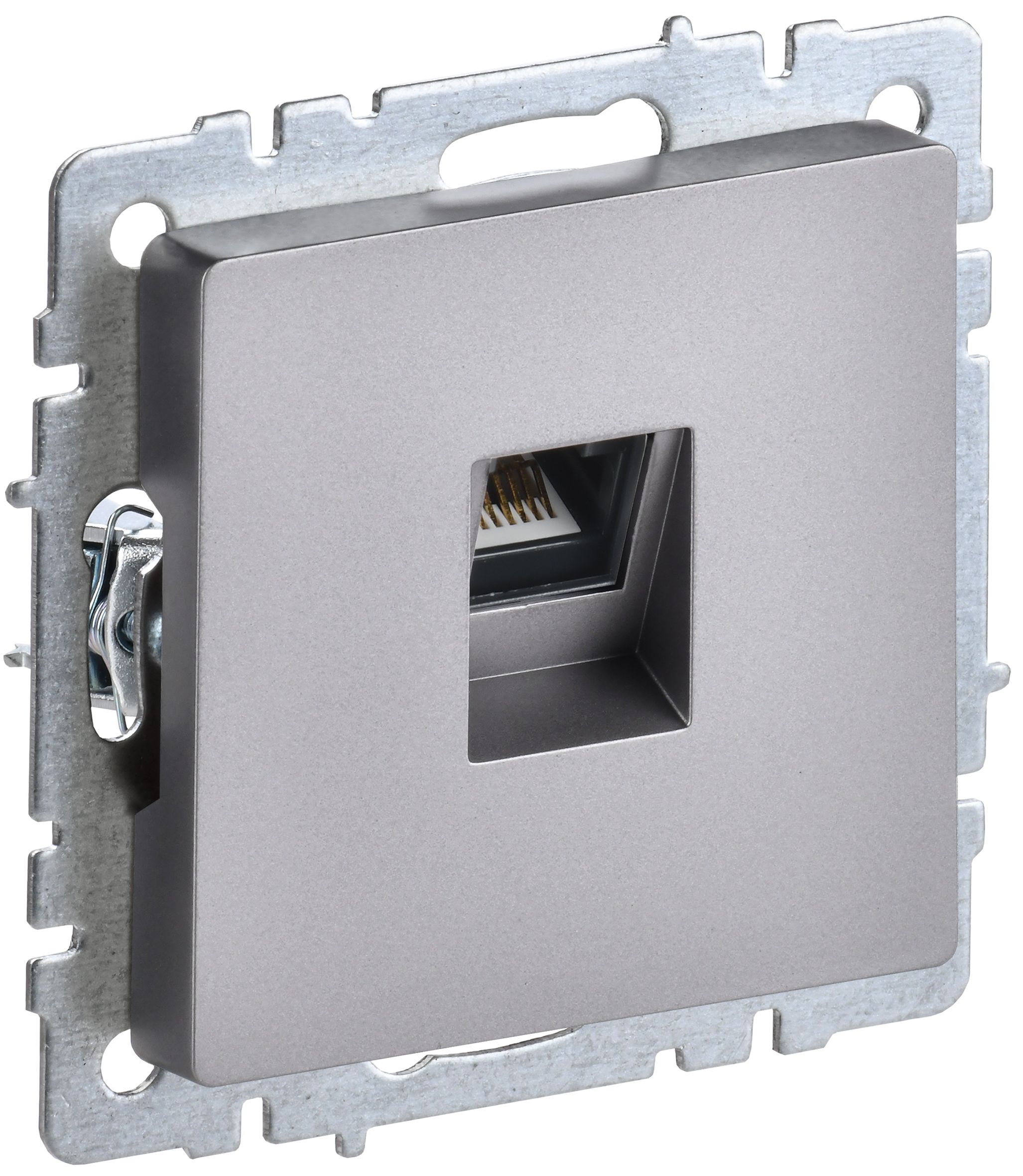 IEK BRITE BASE Сталь Розетка комп. RJ45 кат.6 РК11-БрС