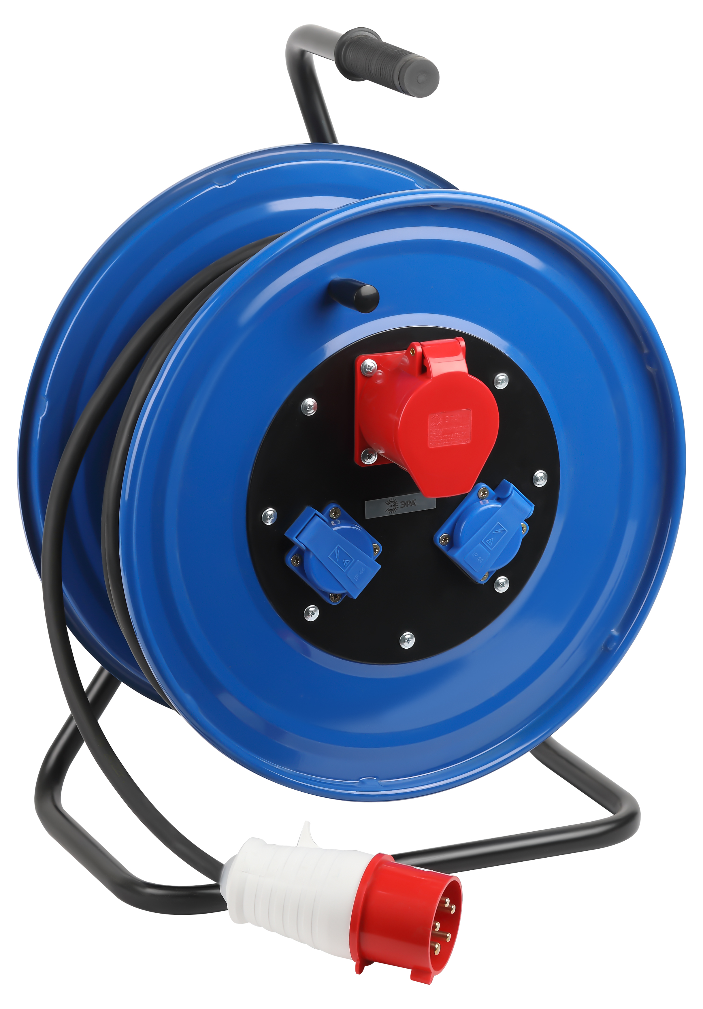 ЭРА Удлинитель силовой IND380-RM-3e-5x4-30m-IP44 380В на катушке 3 розетки 1xCEE 5P/2xSCHUKO 30м КГ 5х4 32A IP44