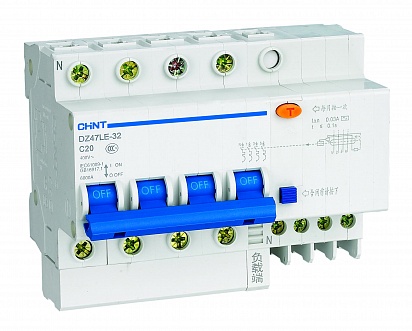 CHINT Диф. авт. выкл. DZ47LE-63 4P 40A 100mA тип AC х-ка С 6kA