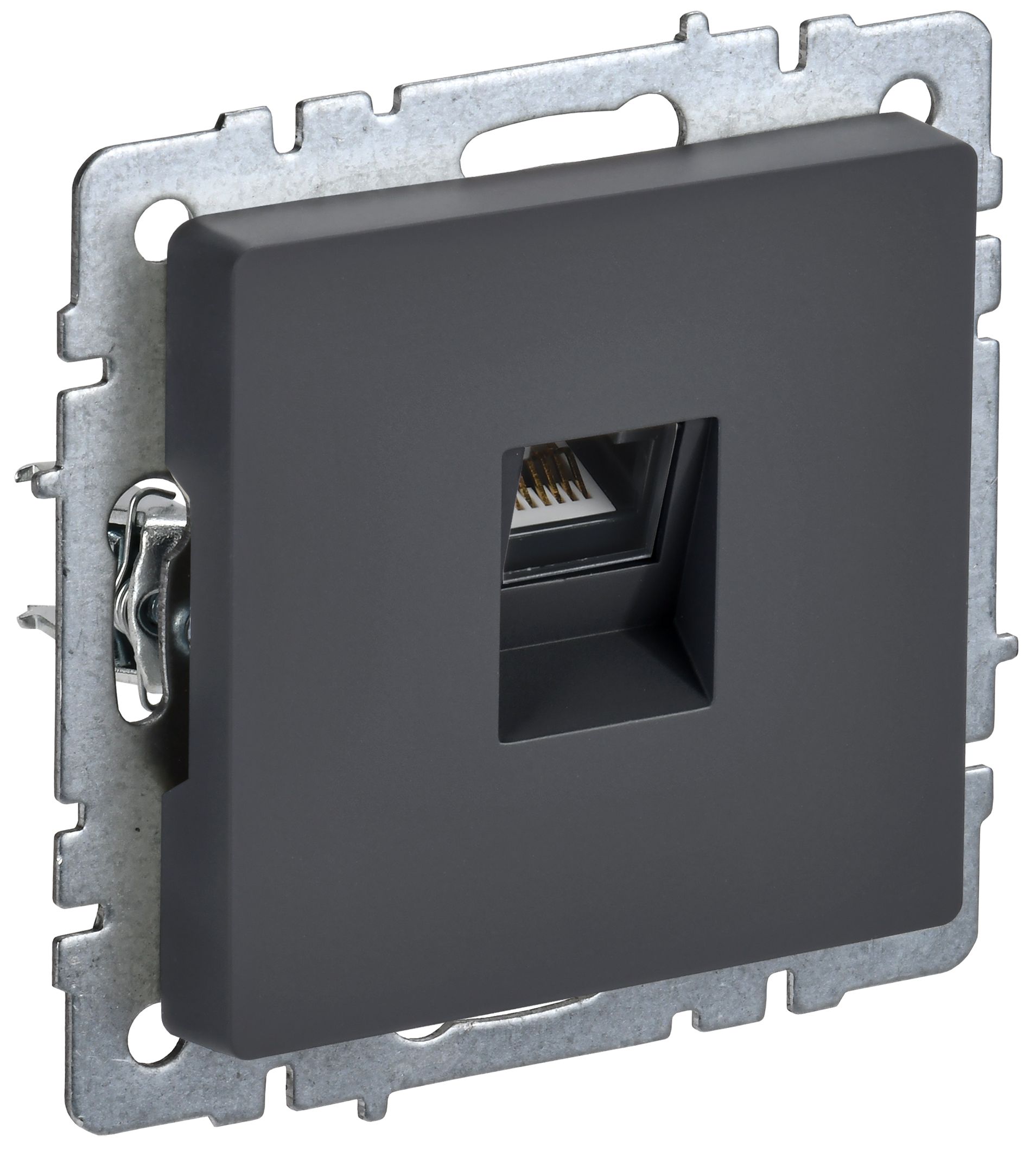 IEK BRITE BASE Графит Розетка комп. RJ45 кат.6 РК11-БрГ