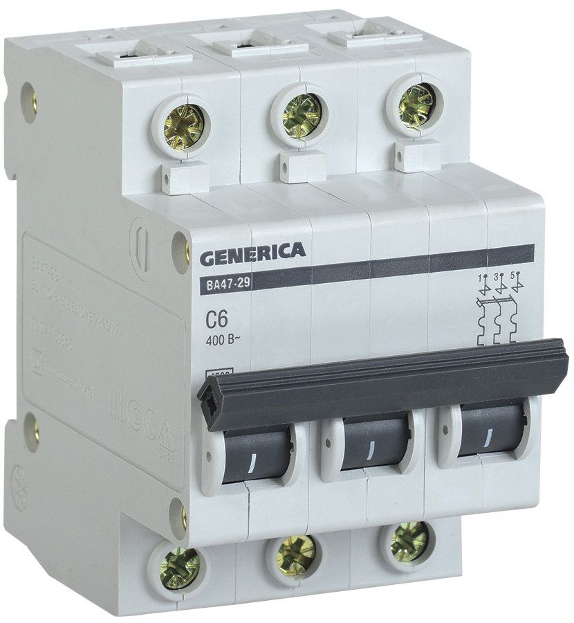 IEK GENERICA Автоматический выключатель ВА47-29 3Р 6А 4,5кА (С)