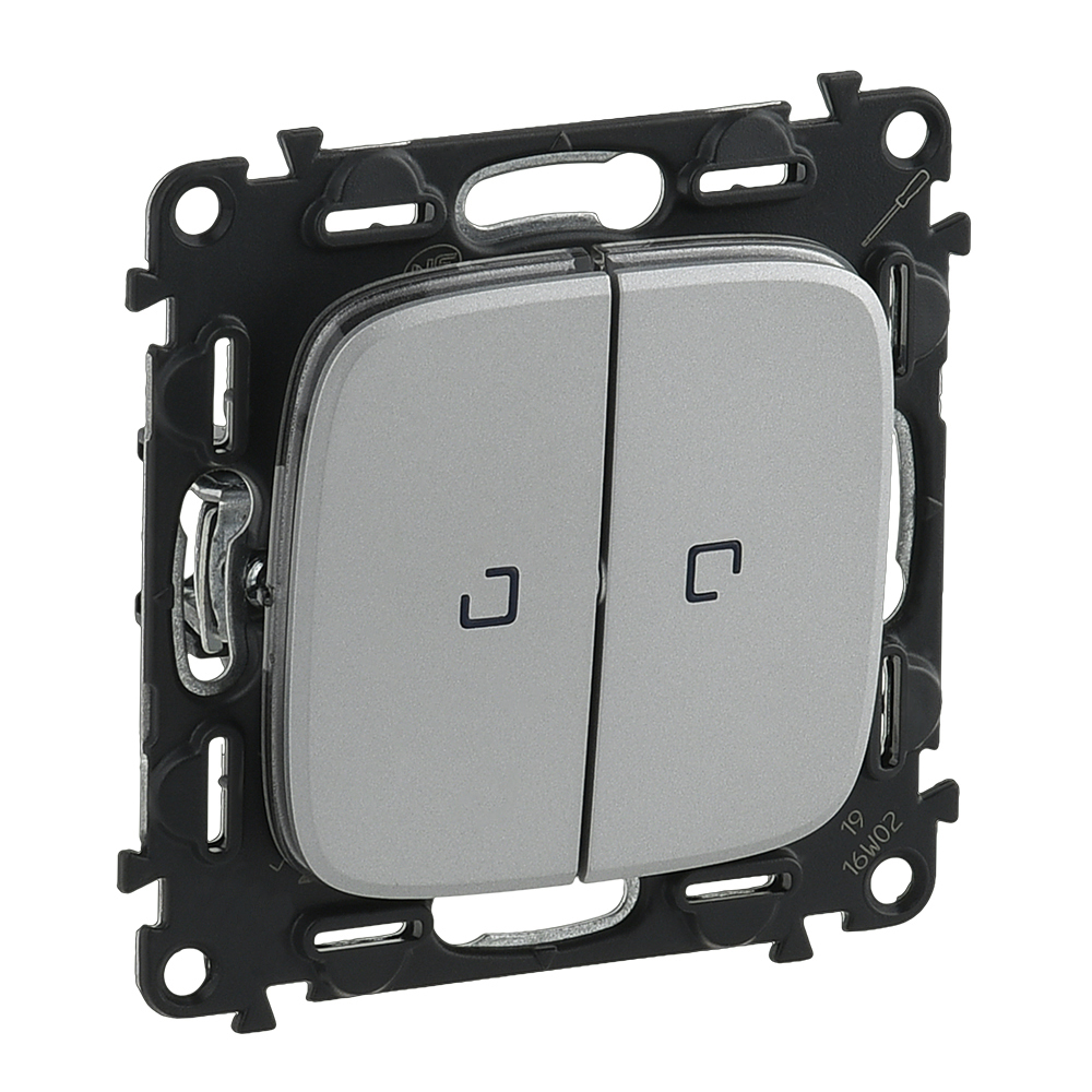 Legrand Valena ALLURE DIY Алюм Переключатель 2-клавишный с подсветкой 10А 250В