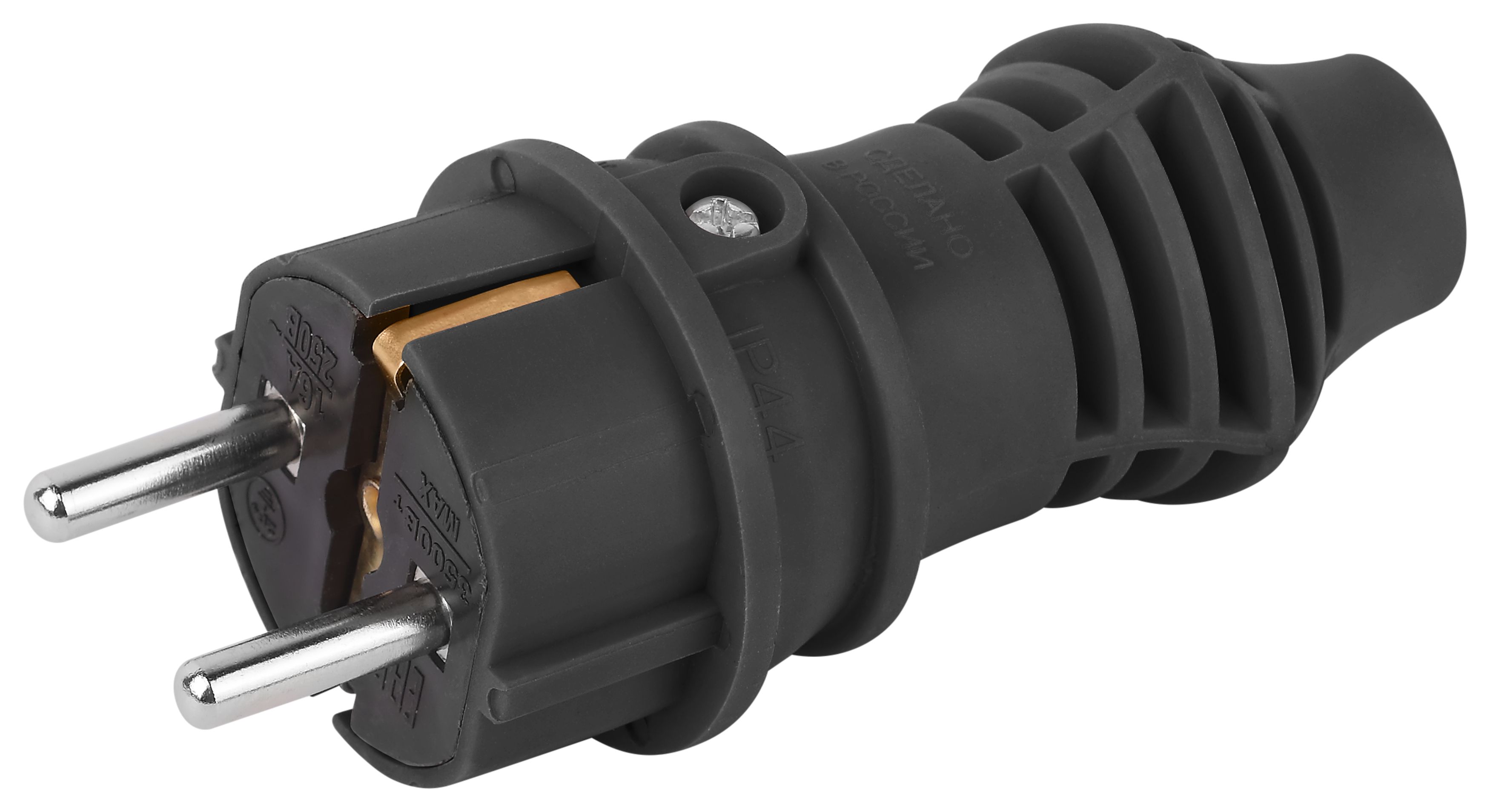 ЭРА Вилка VX13-B-IP44 каучуковая c заземлением 16А IP44 прямая черная