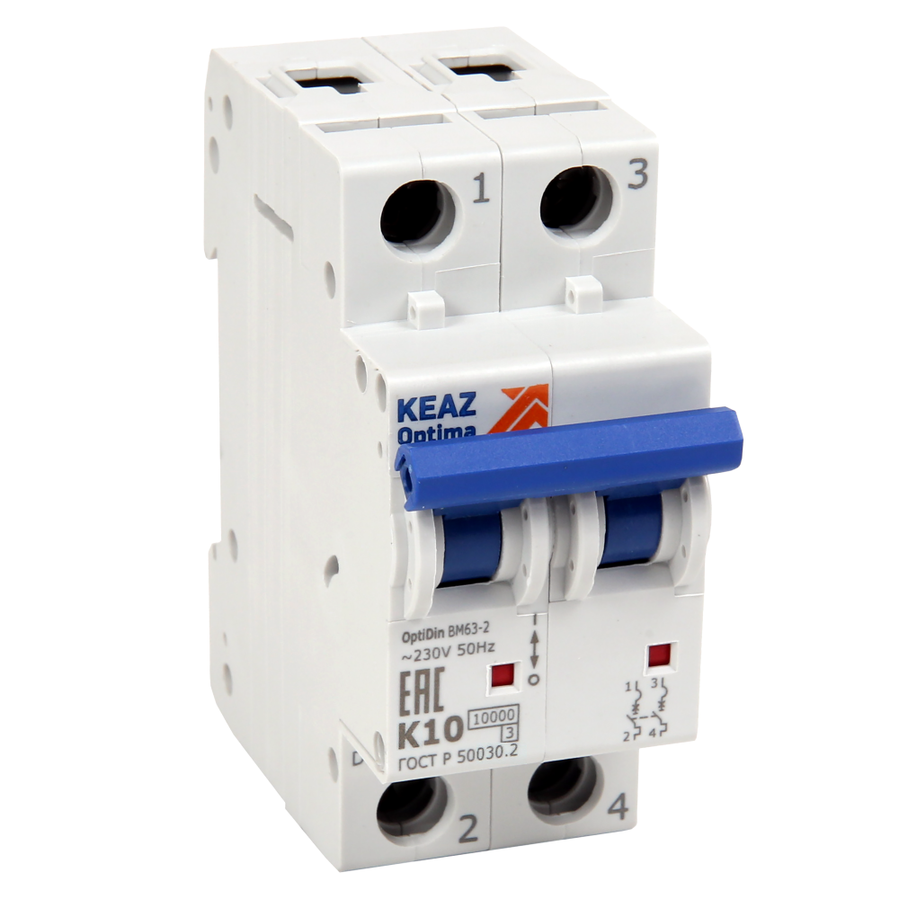 КЭАЗ OptiDin BM63 Автоматический выключатель 2P 6A K 10кА AC (BM63-2NK6-10-УХЛ3)