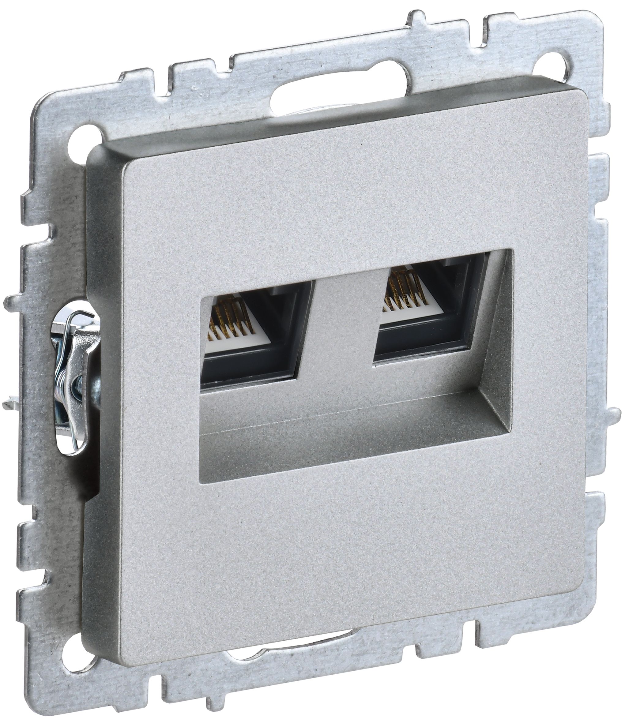IEK BRITE BASE Алюминий Розетка комп. 2-ая RJ45 кат.6 РК11-2-БрА