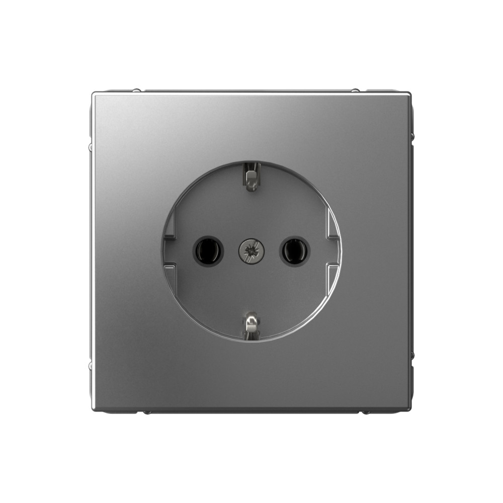 Systeme Electric ArtGallery Сталь Розетка с заземлением, 16А, механизм, быстрозажим. клем.