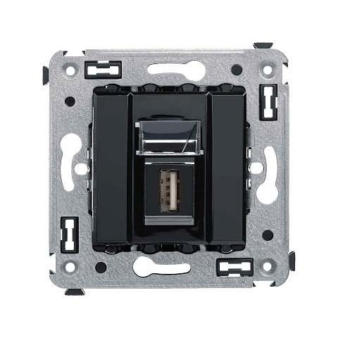DKC Avanti Черный квадрат Розетка одинарная тип А-А USB 2.0