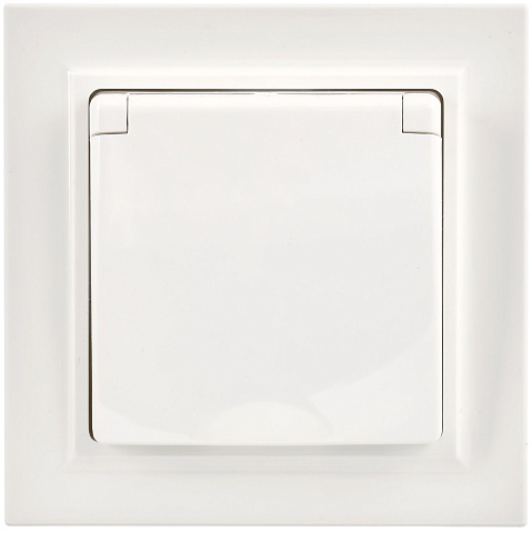 IEK BRITE BASE Белый Розетка с кр. 16А IP44 РСбш10-3-44-БрБ в сборе