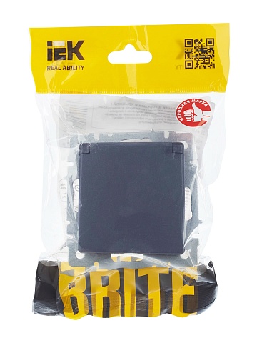IEK BRITE Розетка 1-местная с заземлением с защитными шторками и крышкой 16А IP20 РСбш10-3-БрМ маренго