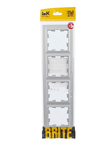 IEK BRITE Рамка 4-местная РУ-4-БрА алюминий