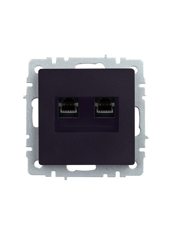 IEK BRITE Розетка компьютерная двойная RJ45 кат.5E РК10-2-БрЧ черный