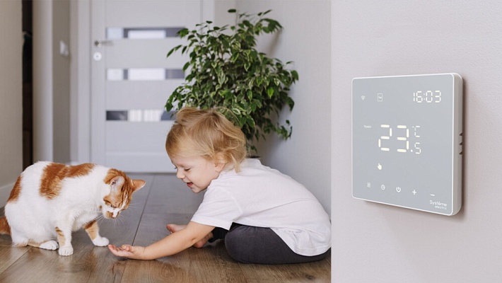 Systeme Electric ArtGallery Белый Термостат программируемый с Wi-Fi для электрического теплого пола, 16 А, моноблочный