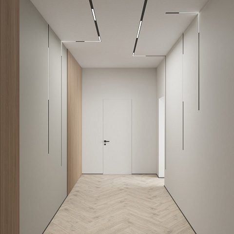 Denkirs DK8015-BK Угловой трековый светильник SMART LINEAR со светодиодом, L312*312, 220V, 18W, 3000-6000К, 120°, IP20, черный