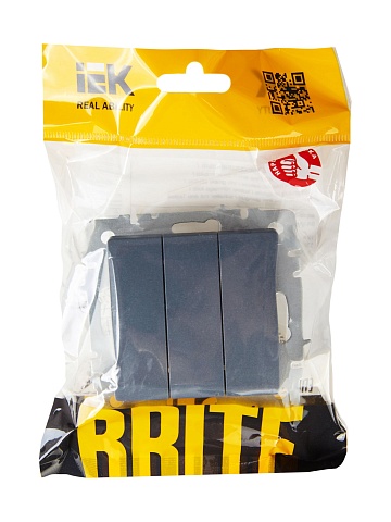 IEK BRITE Выключатель 3-клавишный 10А ВС10-3-0-БрМ маренго