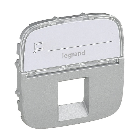 Legrand Valena ALLURE Алюм Накладка розетки ТЛФ/комп 1-ой с полем для надписи