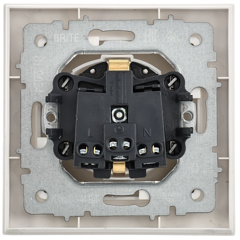 IEK BRITE BASE Белый Розетка с кр. 16А IP44 РСбш10-3-44-БрБ в сборе