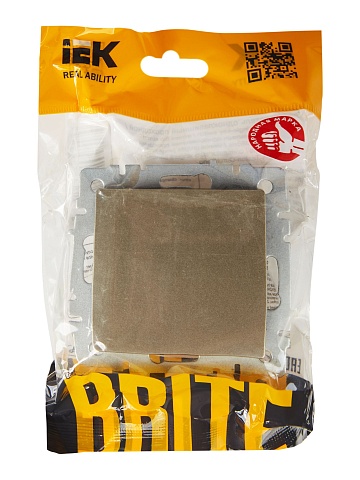 IEK BRITE Выключатель 1-клавишный проходной 10А ВС10-1-6-БрШ шампань