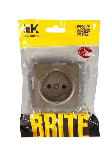 IEK BRITE BASE Шампань Розетка без з/к с з/ш 10А РСш10-2-БрШ