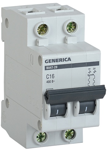 IEK GENERICA Автоматический выключатель ВА47-29 2Р 16А 4,5кА (С)