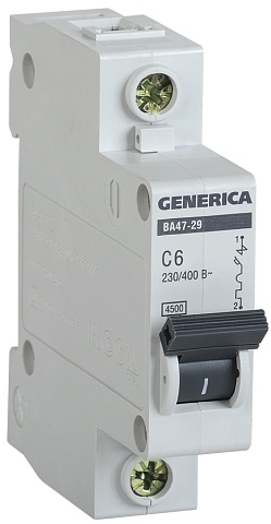 IEK GENERICA Автоматический выключатель ВА47-29 1Р 6А 4,5кА (С)