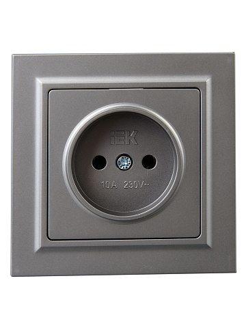 IEK BRITE Сталь Розетка без з/к/ш 10А в сборе РСР10-1-0-БрС