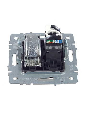 IEK BRITE Розетка двойная TV+RJ45 кат.5E РТВ/РК12-БрА алюминий