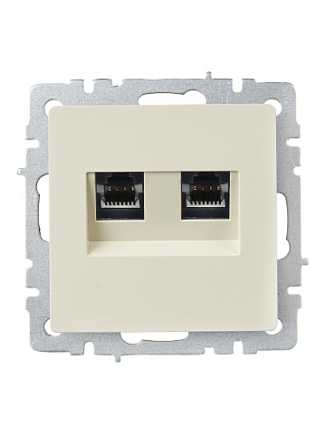 IEK BRITE Розетка двойная RJ11+RJ45 кат.5E РК/Т12-БрКр бежевый