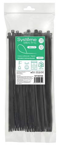 Systeme Electric Стяжка кабельная 380х7.6 Чёрная (100шт)
