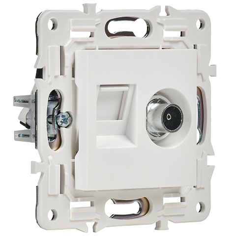IEK SKANDY Арктический белый Розетка двойная TV+RJ45 кат.6E SK-A15W