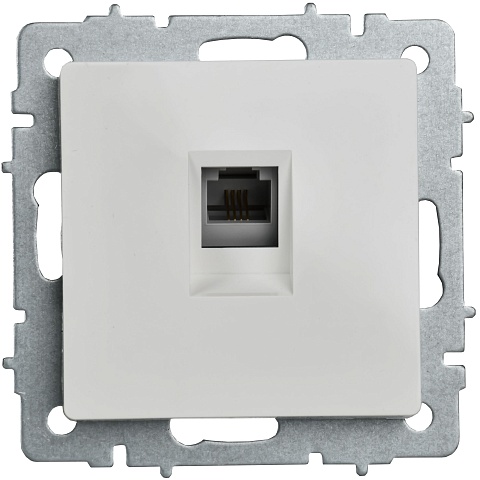 IEK BRITE BASE Белый Розетка телефонная RJ11 РТ10-БрБ