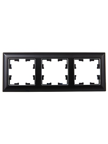IEK BRITE DECOR Черный/хром 3D-форма Рамка 3-мест. РУ-3-Бр