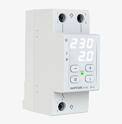 Welrok VI-50 Реле напряжения с контролем тока 50 А (max 60 A), 11 000 ВА