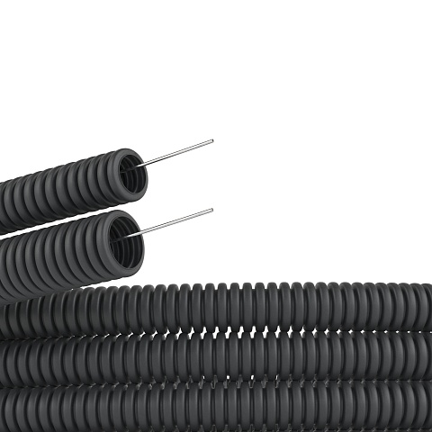 DKC Труба гофрированная ПНД легкая с протяжкой D=32mm (25m) черная