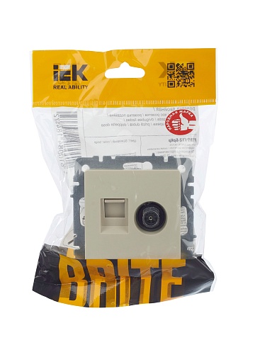 IEK BRITE Розетка двойная TV+RJ45 кат.5E РТВ/РК12-БрКр бежевый
