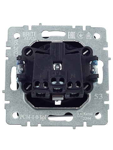 IEK BRITE Розетка 1-местная с заземлением с защитными шторками 16А РС14-1-0-БрГ графит