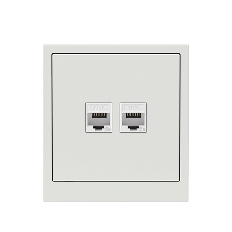 DKC KANT Компьютерная розетка RJ-45 без шторки, кат.5е двойная, белый песок