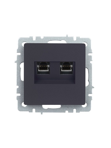 IEK BRITE Розетка двойная RJ11+RJ45 кат.5E РК/Т12-БрГ графит