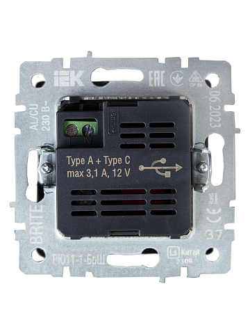IEK BRITE Роз. USB A+C 18Вт РЮ11-1-БрШ шамп.