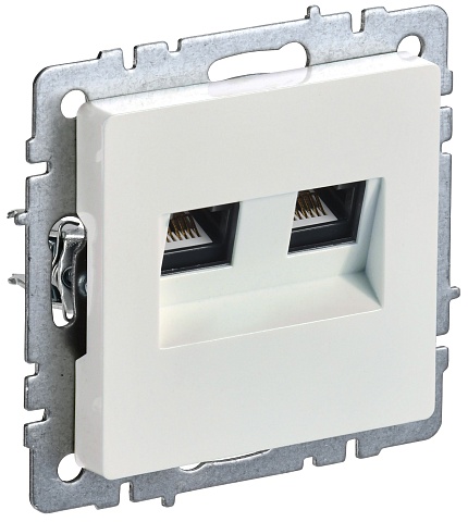 IEK BRITE BASE Жемчуг Розетка комп. 2-ая RJ45 кат.6 РК11-2-БрЖ