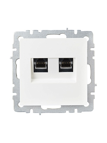 IEK BRITE BASE Белый Розетка комп. 2-ая RJ45 кат.6 РК11-2-БрБ