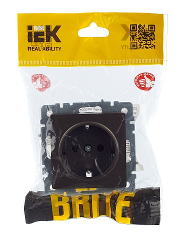 IEK BRITE Розетка 1-местная с заземлением без защитных шторок 16А РС11-1-0-БрТБ темная бронза