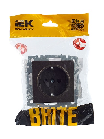 IEK BRITE Розетка 1-местная с заземлением с защитными шторками 16А РС14-1-0-БрТБ темная бронза