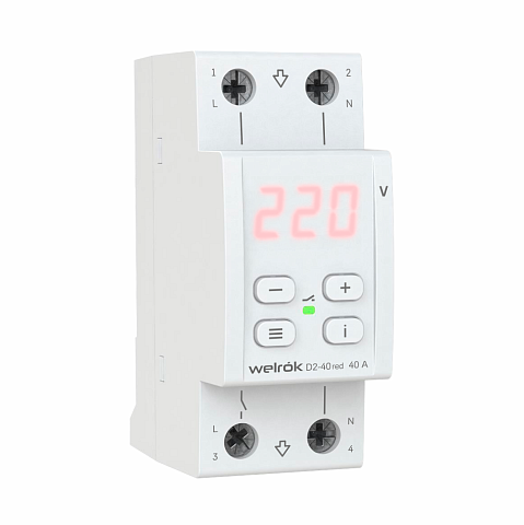 Реле напряжения Welrok D2-40 Red 40 А (max 50 A) 8 800 ВА