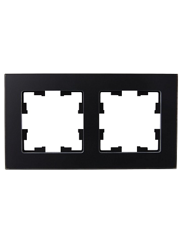 IEK BRITE DECOR Черный матовый стекло Рамка 2-м РУ-2-2-Бр