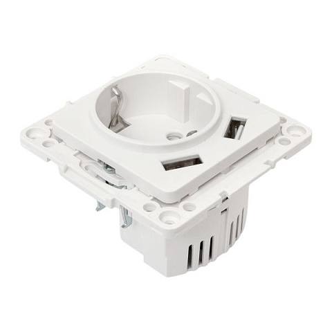 EKF Стокгольм Механизм Розетки 1-местной с/з, USB 2A 16А винтовые клеммы белый с защ. штор..