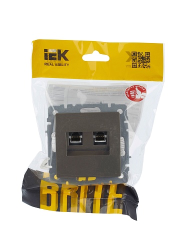 IEK BRITE Розетка компьютерная двойная RJ45 кат.5E РК10-2-БрШ шампань