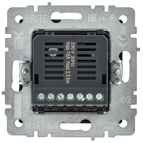 IEK BRITE BASE Черный Термостат электронный с инд. ТС10-1-БрЧ (терморегулятор)