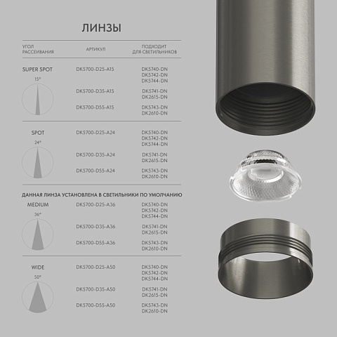 Denkirs DK5744-DN Светильник для трека SHINE SPOT со светодиодом, D40*H200
кабель 1500мм, 48V DC, 8W, RA≥90, 3000K, IP20, темный никель, алюминий
