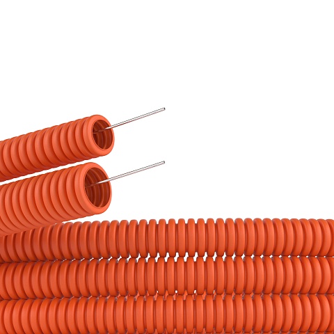 DKC Труба гофрированная ПНД легкая с протяжкой D=16mm (100m) оранжевая