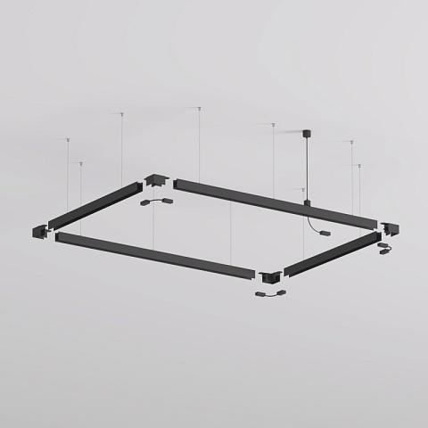 Denkirs TR2124-BK Подвод питания для подвесного монтажа, для трека SMART, серия Base, АС 220-240V, IP20, 5м, черный, алюминий